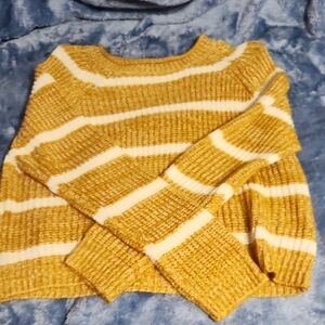 Moral Fiber Yellow and Cream Crew Neck Sweater